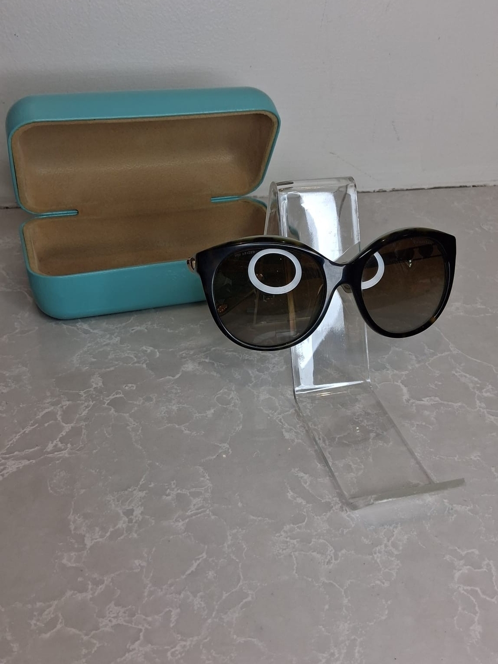 Tiffany & Co. TF4133 Polarized Cat Eye Sunglasses Tortoise & Tiffany Blue Case